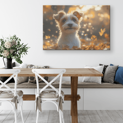 Parson Russell Terrier In Forest Setting With Shimmering Textures And Glowing Silver Highlights Canvas Wall Art Decor - Awakening Righteousness