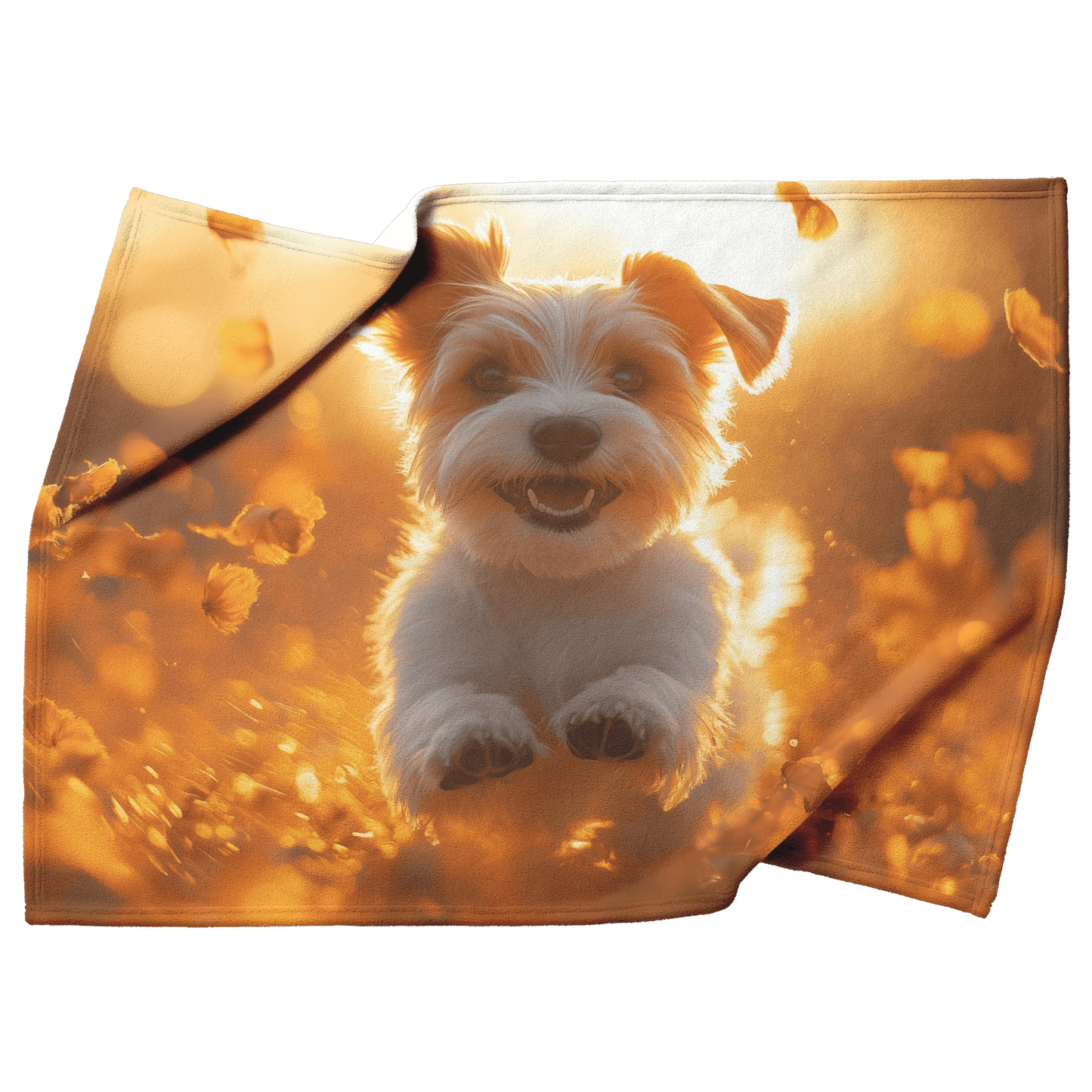 Parson Russell Terrier Running Through Field of Wildflowers Surrounded by Shimmering Stars and Glowing Textures Fleece Sherpa Blanket - Awakening Righteousness