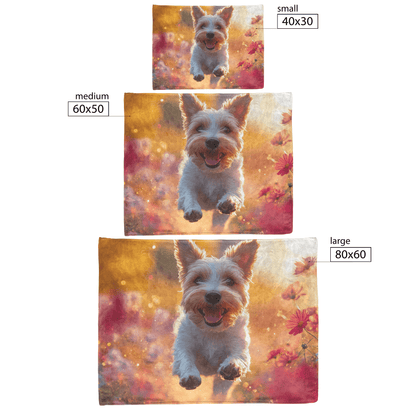 Parson Russell Terrier Running Through Field of Wildflowers Surrounded by Shimmering Stars and Glowing Textures Fleece Sherpa Blanket - Awakening Righteousness
