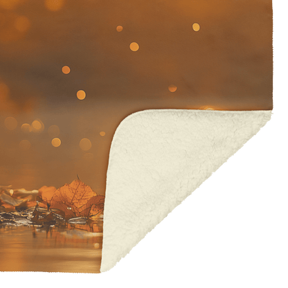 Parson Russell Terrier Sitting by Lake at Sunset Surrounded by Golden Textures and Cosmic Mist Fleece Sherpa Blanket - Awakening Righteousness