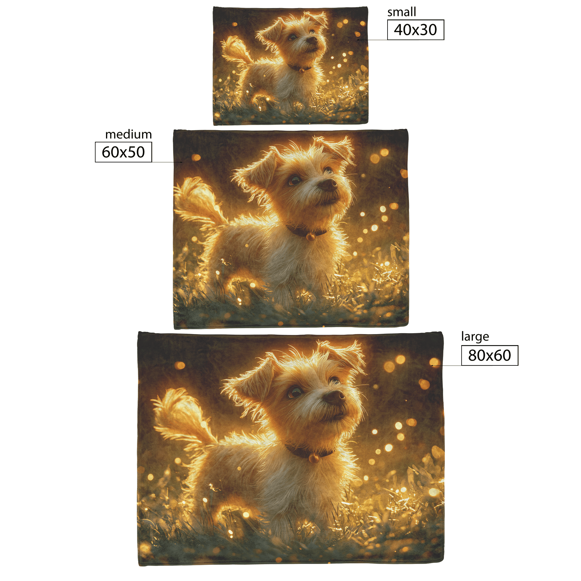 Parson Russell Terrier Standing in Lush Green Meadow Surrounded by Golden Light Trails With Glowing Fur Fleece Sherpa Blanket - Awakening Righteousness