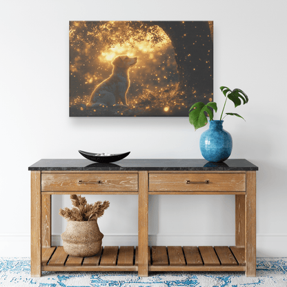 Parson Russell Terrier With Glowing Fur Under Tree With Shimmering Textures And Cascading Light Trails Canvas Wall Art Decor - Awakening Righteousness