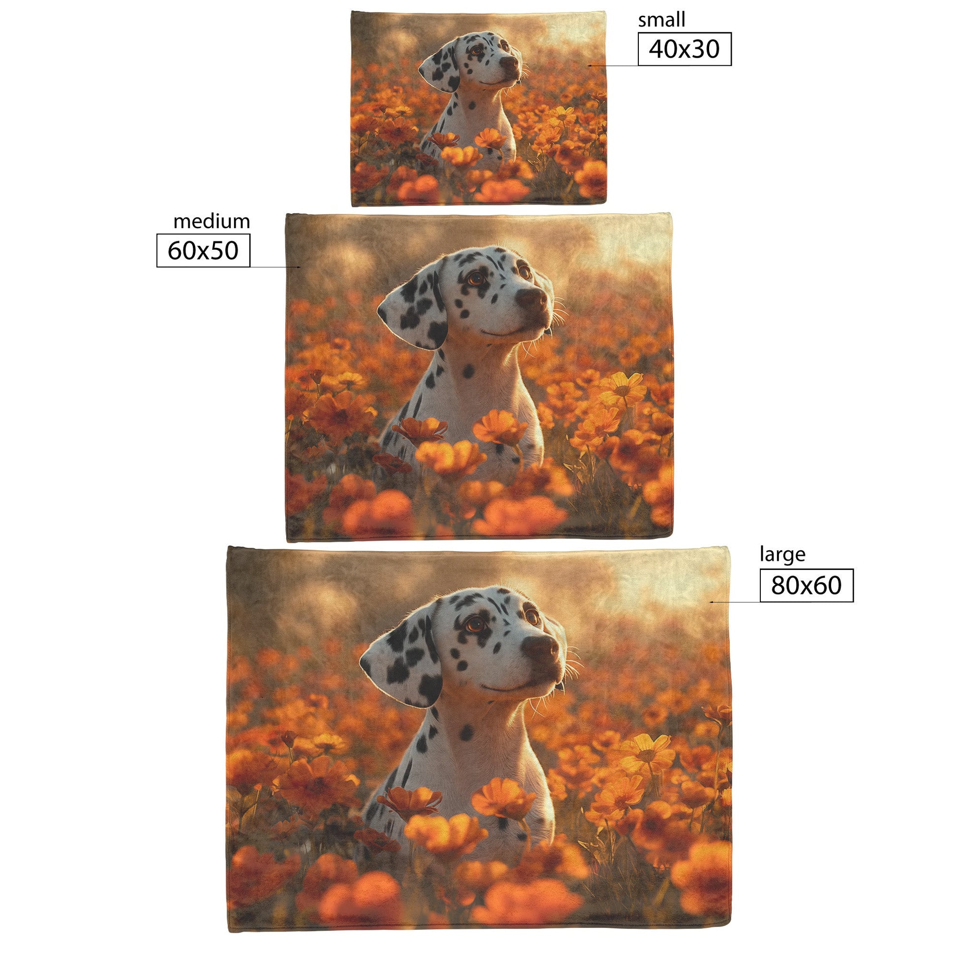 Playful Dalmatian in Vibrant Garden with Glowing Flowers and Soft Sunlight Fleece Sherpa Blanket - Awakening Righteousness