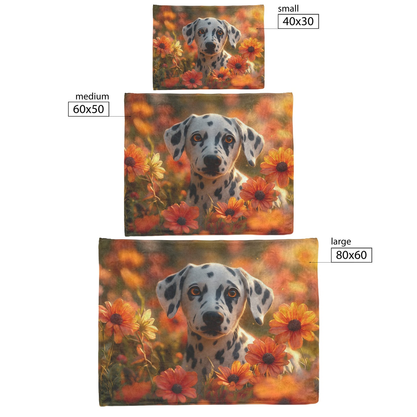 Playful Dalmatian in Vibrant Garden with Glowing Flowers and Soft Sunlight Fleece Sherpa Blanket - Awakening Righteousness