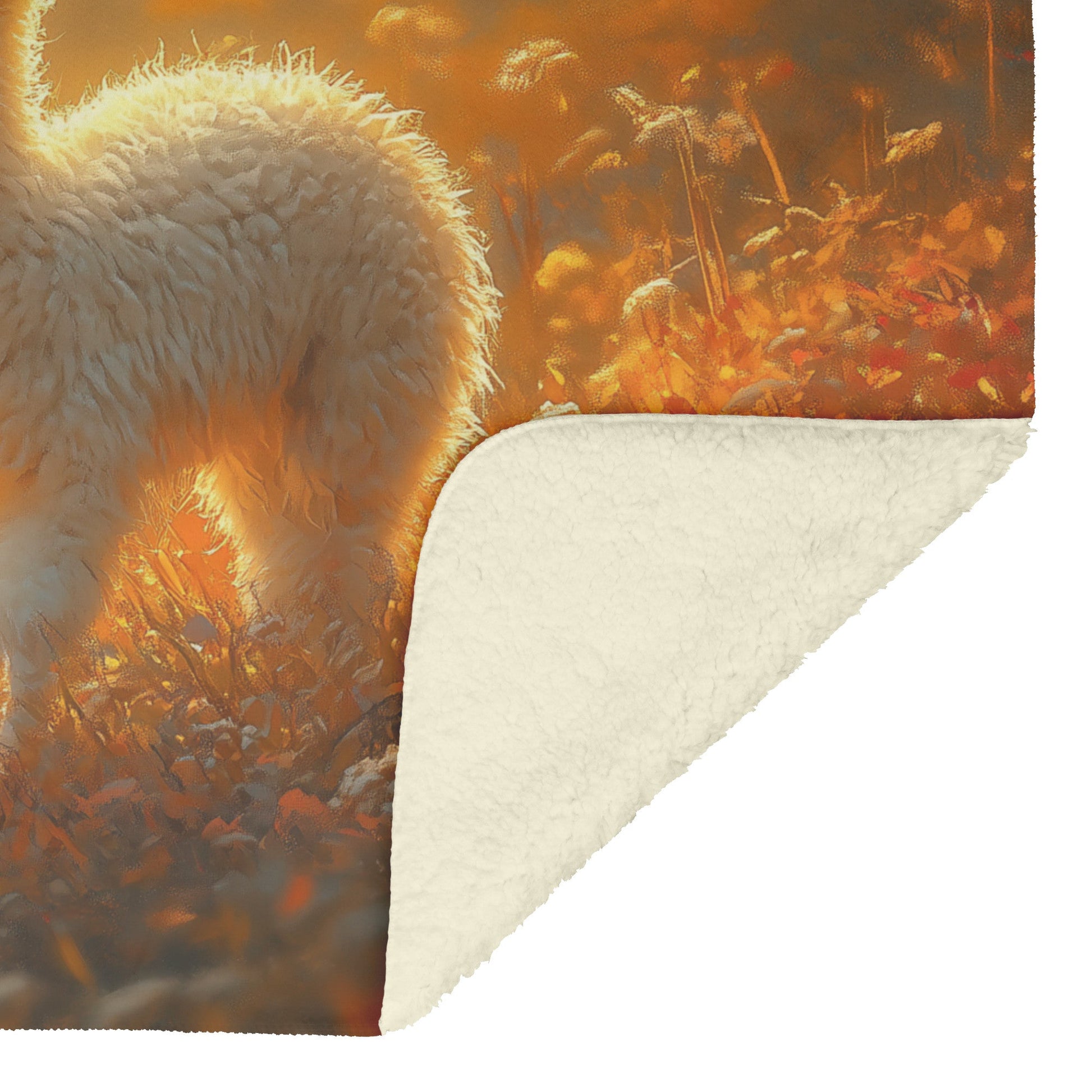 Playful Llama on Glowing Hillside Golden Autumn Grass Vibrant Colors Warm Sunlight Sherpa Fleece Blanket - Awakening Righteousness
