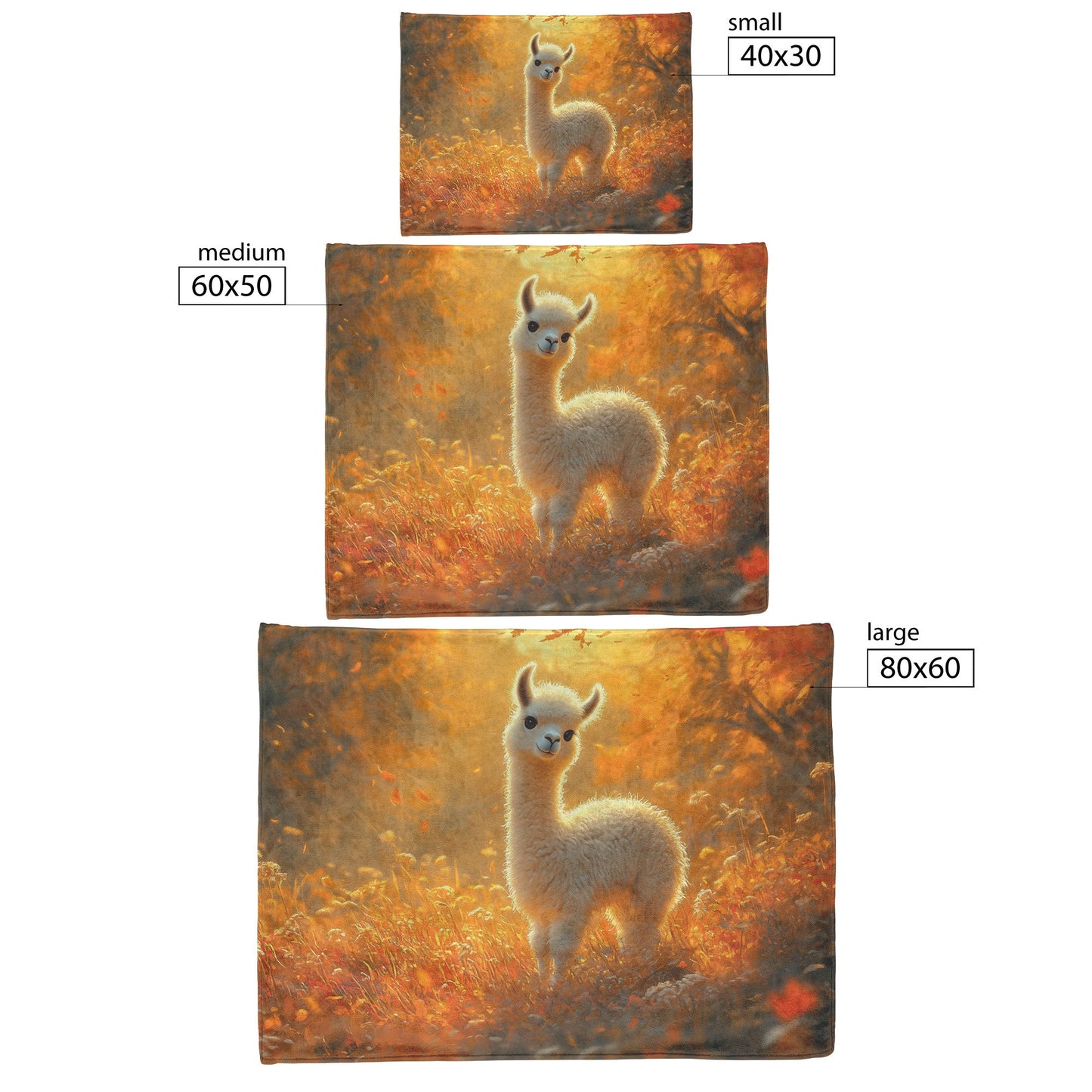 Playful Llama on Glowing Hillside Golden Autumn Grass Vibrant Colors Warm Sunlight Sherpa Fleece Blanket - Awakening Righteousness