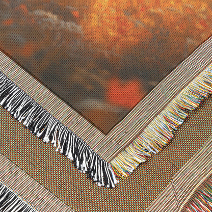 Playful Llama Woven Throw Blanket on Glowing Autumn Hillside with Golden Grass and Warm Sunlight - Awakening Righteousness