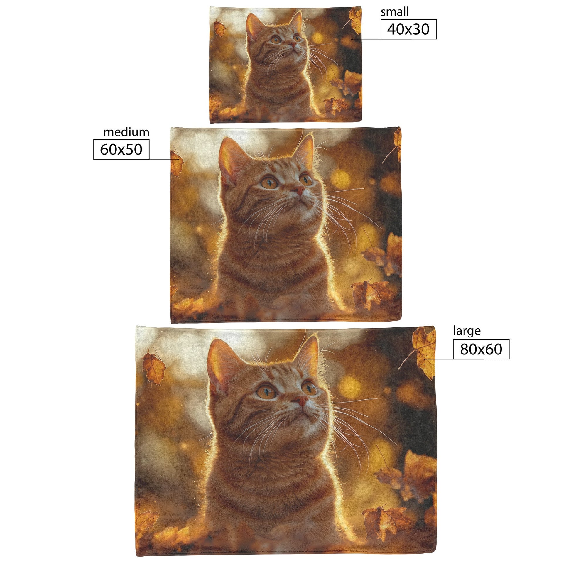 Playful Orange Tabby Cat Surrounded by Glowing Autumn Leaves Under Warm Afternoon Sun Fleece Sherpa Blanket - Awakening Righteousness