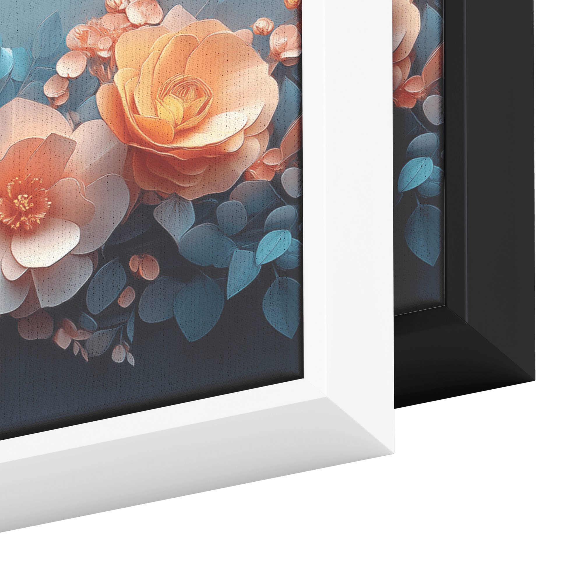 Polygonal Floral Patterns Origami Style Pastel Hues Panoramic Framed Canvas Wall Art for Home and Office Decor - Awakening Righteousness