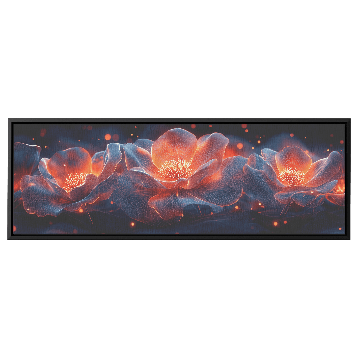 Polygonal Floral Patterns Vibrant Fractal Inspired Shapes Panoramic Framed Canvas Wall Art for Home and Office - Awakening Righteousness