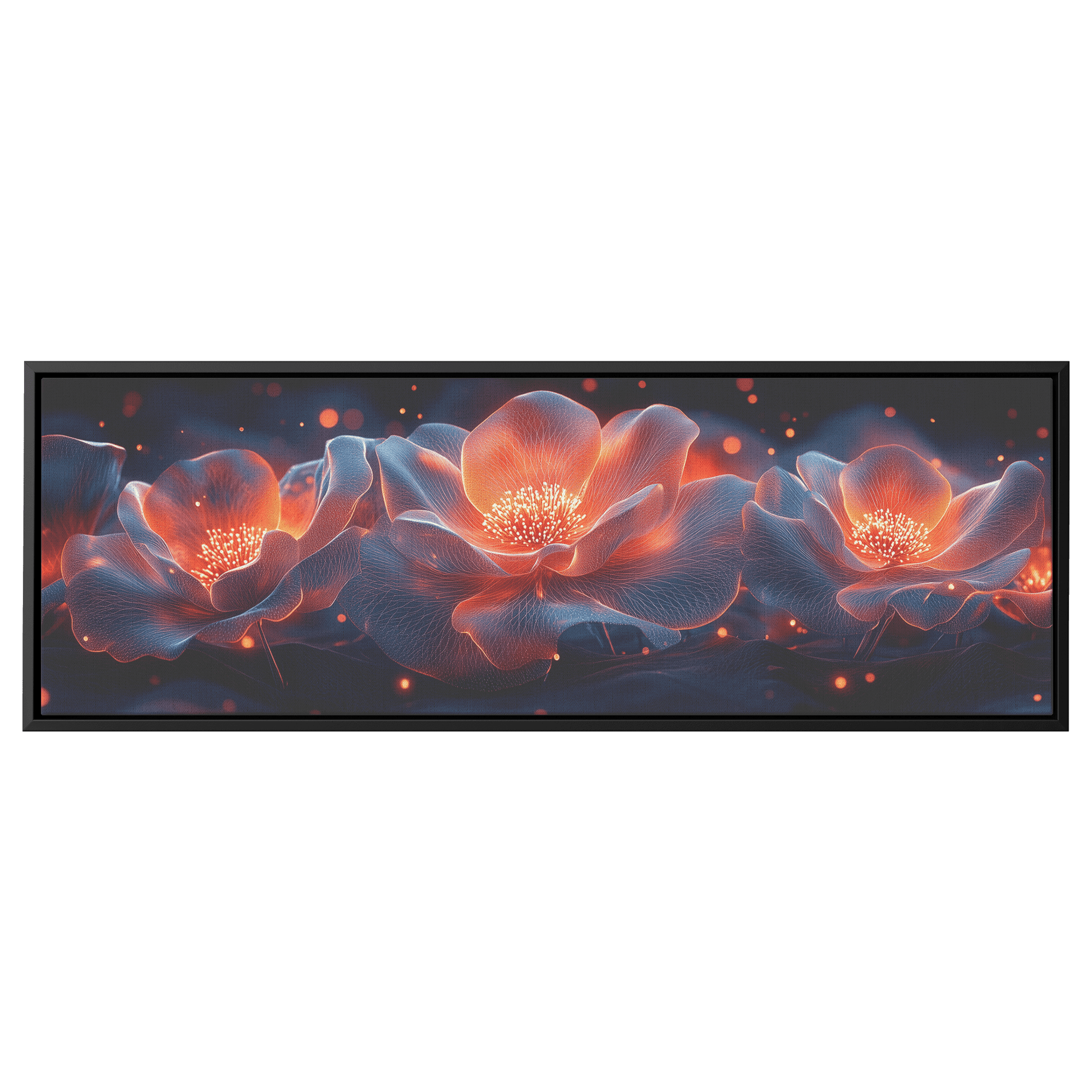 Polygonal Floral Patterns Vibrant Fractal Inspired Shapes Panoramic Framed Canvas Wall Art for Home and Office - Awakening Righteousness