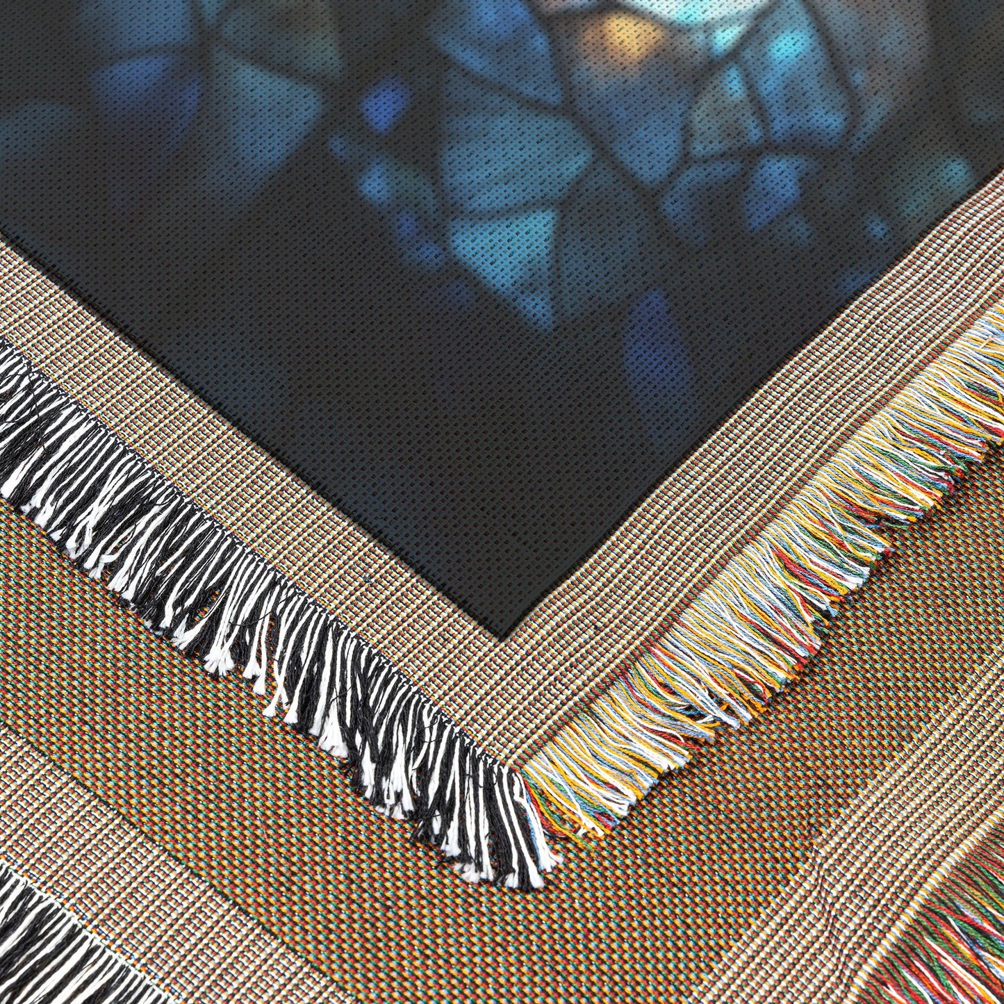 Radiant Angel Wing Cross Stained Glass Woven Throw Blanket for Inspirational Home Decor and Cozy Faithful Comfort - Awakening Righteousness