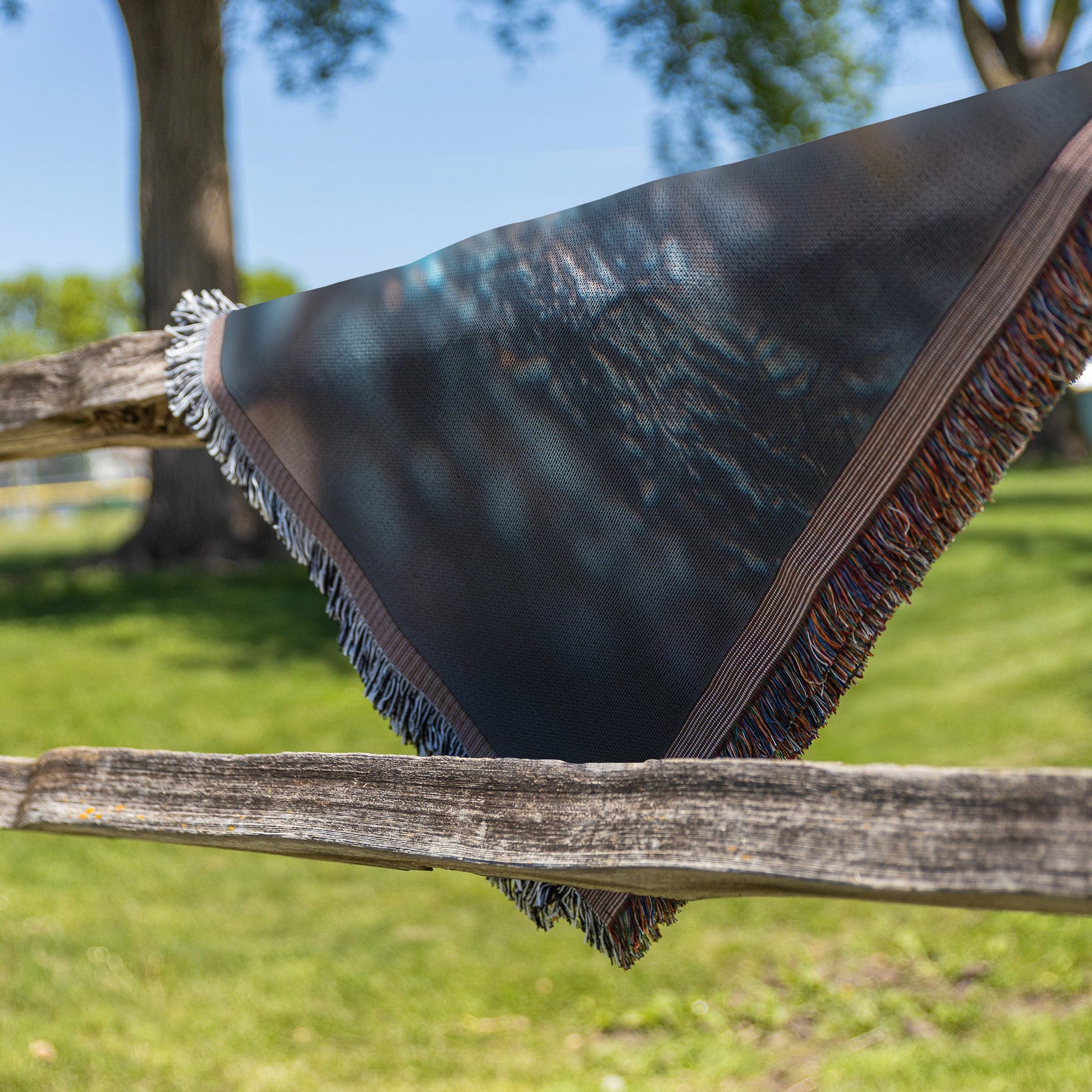 Radiant Blue Cross in Dewy Mist Woven Throw Blanket for Inspirational Christian Home Decor and Cozy Comfort - Awakening Righteousness