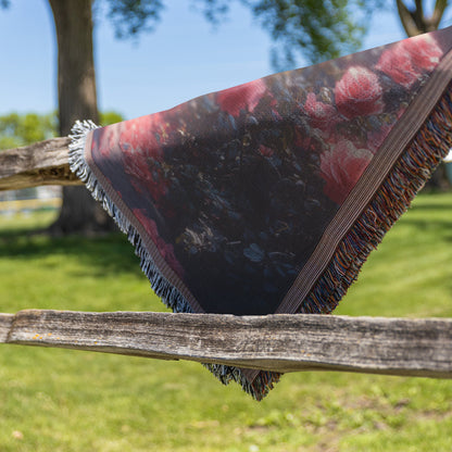 Radiant Rose Garden Woven Throw Blanket Romantic Sunlit Floral Path Decor for Home or Gift - Awakening Righteousness