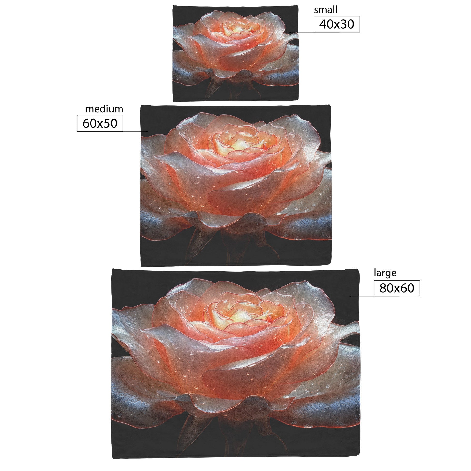 Radiant Rose in Crystal Glow with Dewdrops Fleece Sherpa Blanket Ultra Soft Cozy Perfect for Home Bed Couch Gift - Awakening Righteousness