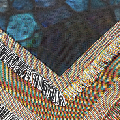 Radiant Stained Glass Christian Cross Woven Throw Blanket for Inspirational Home Decor and Cozy Faithful Comfort - Awakening Righteousness