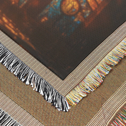 Radiant Stained Glass Cross Woven Throw Blanket for Inspirational Christian Home Decor and Cozy Comfort - Awakening Righteousness