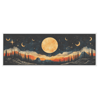 Retro Modern Pattern Crescent Moons Constellations Geometric Arches Desert Tones Ultra High Definition Panoramic Framed Canvas Wall Art - Awakening Righteousness