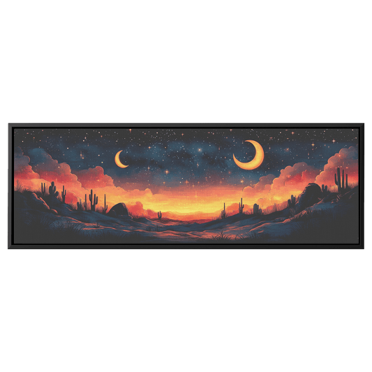 Retro Modern Pattern Crescent Moons Constellations Geometric Arches Desert Tones Ultra High Definition Panoramic Framed Canvas Wall Art - Awakening Righteousness