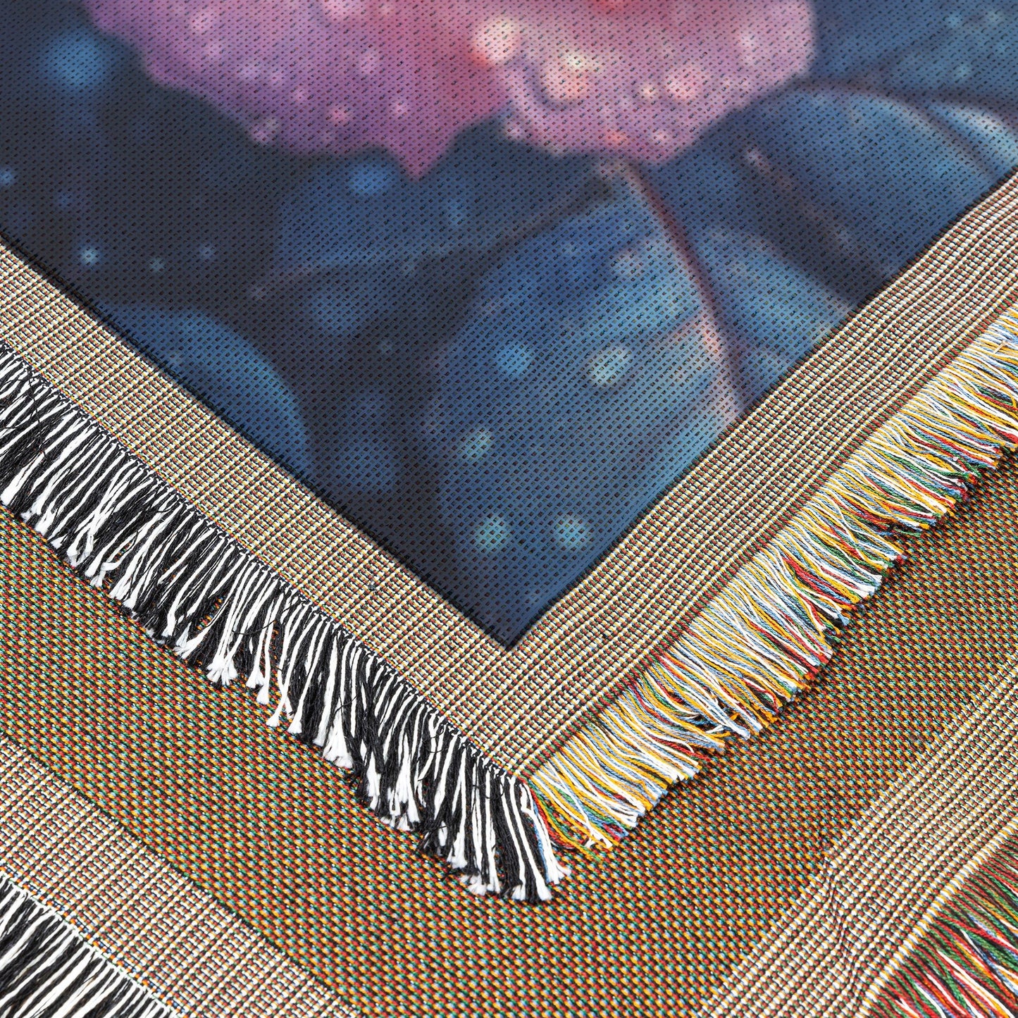 Rose with Dew Drops and Soft Pink Purple Flowers Woven Throw Blanket - Awakening Righteousness