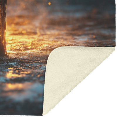 Rustic Wooden Cross Fleece Sherpa Blanket Radiant Glow Design Christian Art Cozy Inspirational Home Gift - Awakening Righteousness