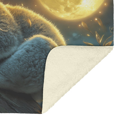 Sleepy Koala Nestled on Tree Branch Under Glowing Full Moon with Soft Silver Highlights Fleece Sherpa Blanket - Awakening Righteousness