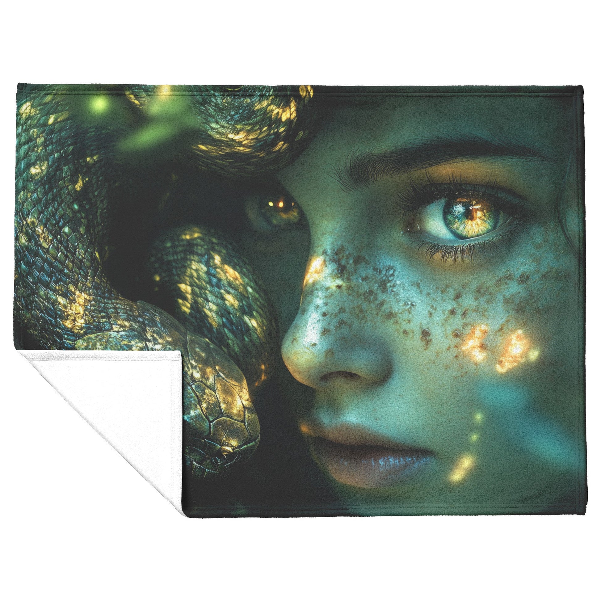 Soft and Cozy Fleece Sherpa Blanket with Eve and Snake in the Garden of Eden for Serene Comfort - Awakening Righteousness
