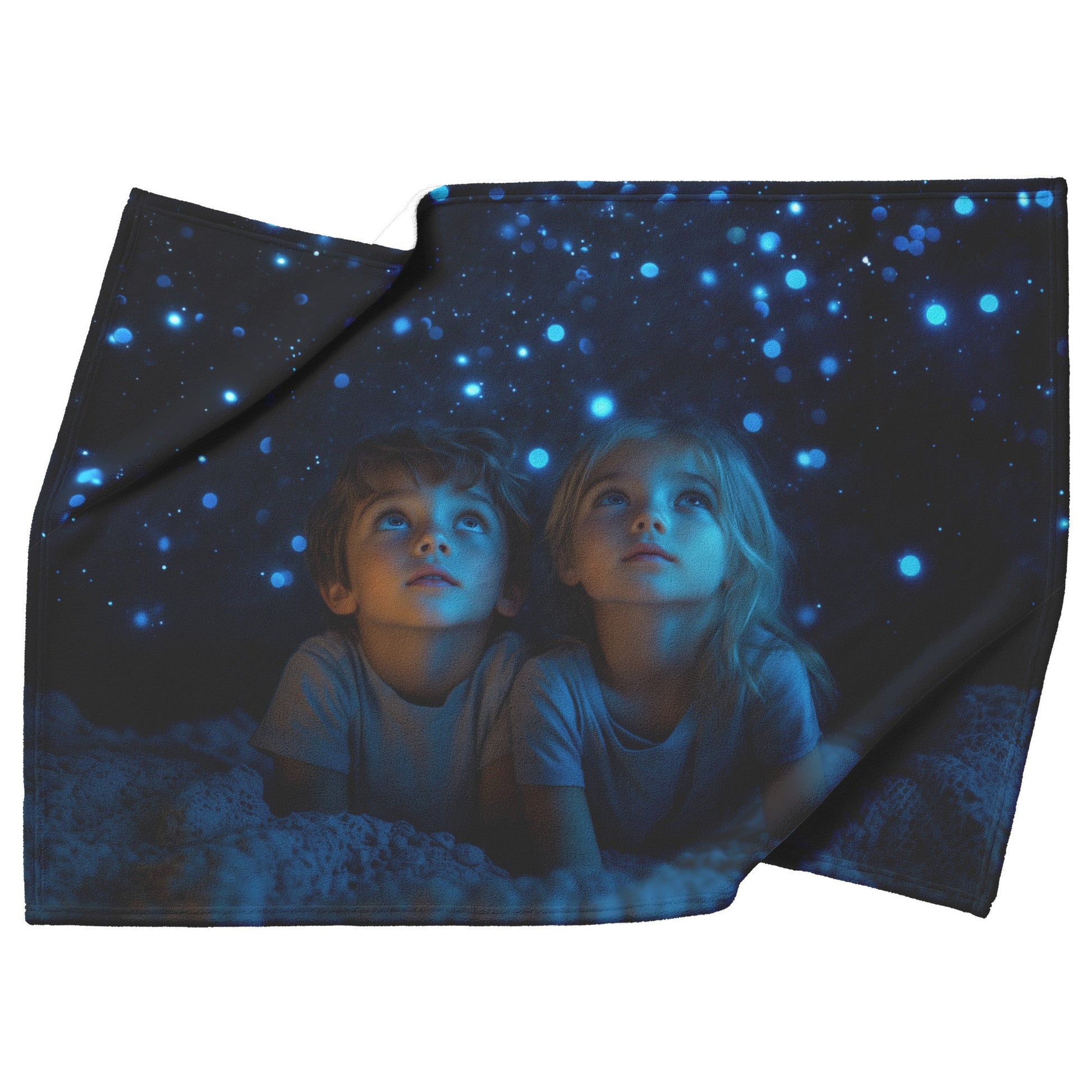 Starry Night Gaze Fleece Sherpa Blanket Soft Dreamy Nature Inspired Celestial Design - Awakening Righteousness