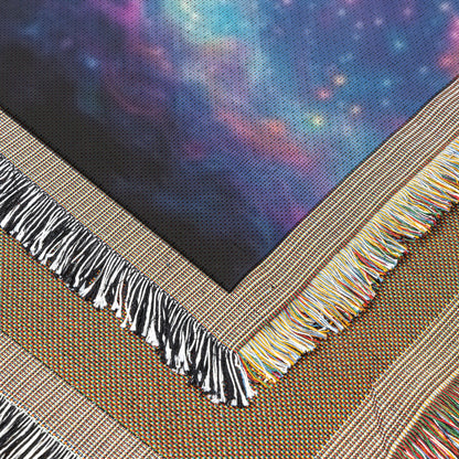 Starry Night Tree of Life Woven Throw Blanket Vibrant Celestial Christian Design - Awakening Righteousness