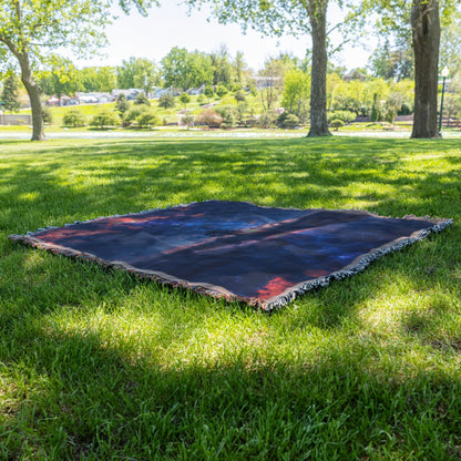 Starry Night Tree Reflection Woven Throw Blanket - Awakening Righteousness