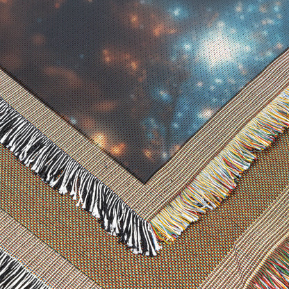 Starry sky wonder child reaching for the stars cosmic dreams woven throw blanket space exploration bedtime decor - Awakening Righteousness