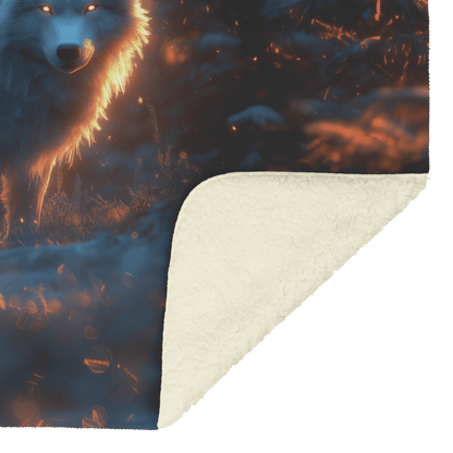 Swift Frostwolf Fleece Sherpa Blanket Icy Forest Silver Textures Frost Highlights Peaceful Inspiring Design - Awakening Righteousness