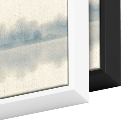 Tranquil Lake Scene Clean Reflections Muted Beige Gray Tones Minimalist Linework Ultra High Definition Panoramic Framed Canvas Wall Art - Awakening Righteousness