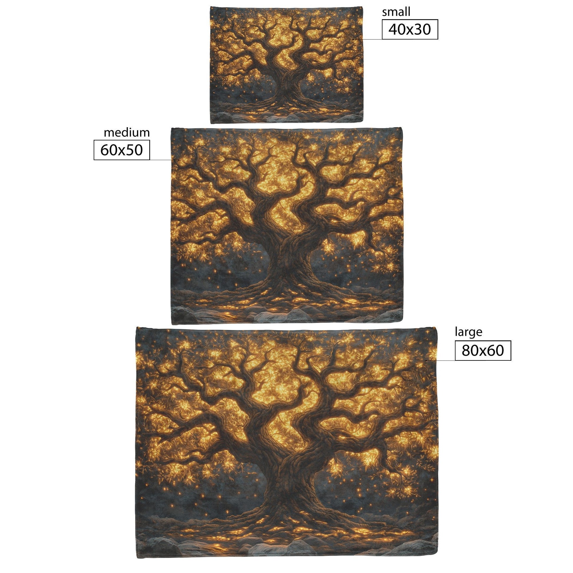 Tree Of Life Glowing Golden Leaves Fleece Sherpa Blanket Christian Gift Symbol Of Faith Renewal And Hope - Awakening Righteousness