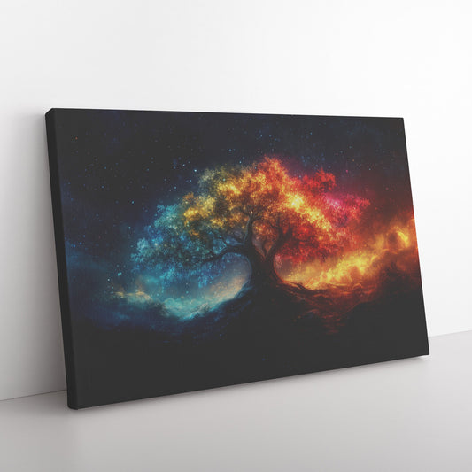 Tree of Life Radiant Cosmic Colors Spiritual Canvas Wall Art Decor for Home Church or Office Inspiration - Awakening Righteousness