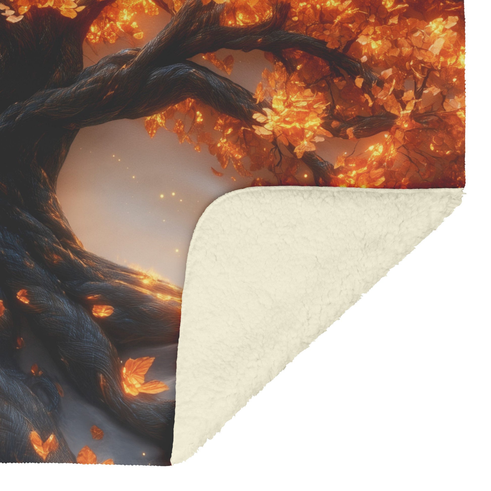 Tree Of Life With Glowing Golden Leaves Fleece Sherpa Blanket Christian Gift Symbol Of Faith And Strength - Awakening Righteousness