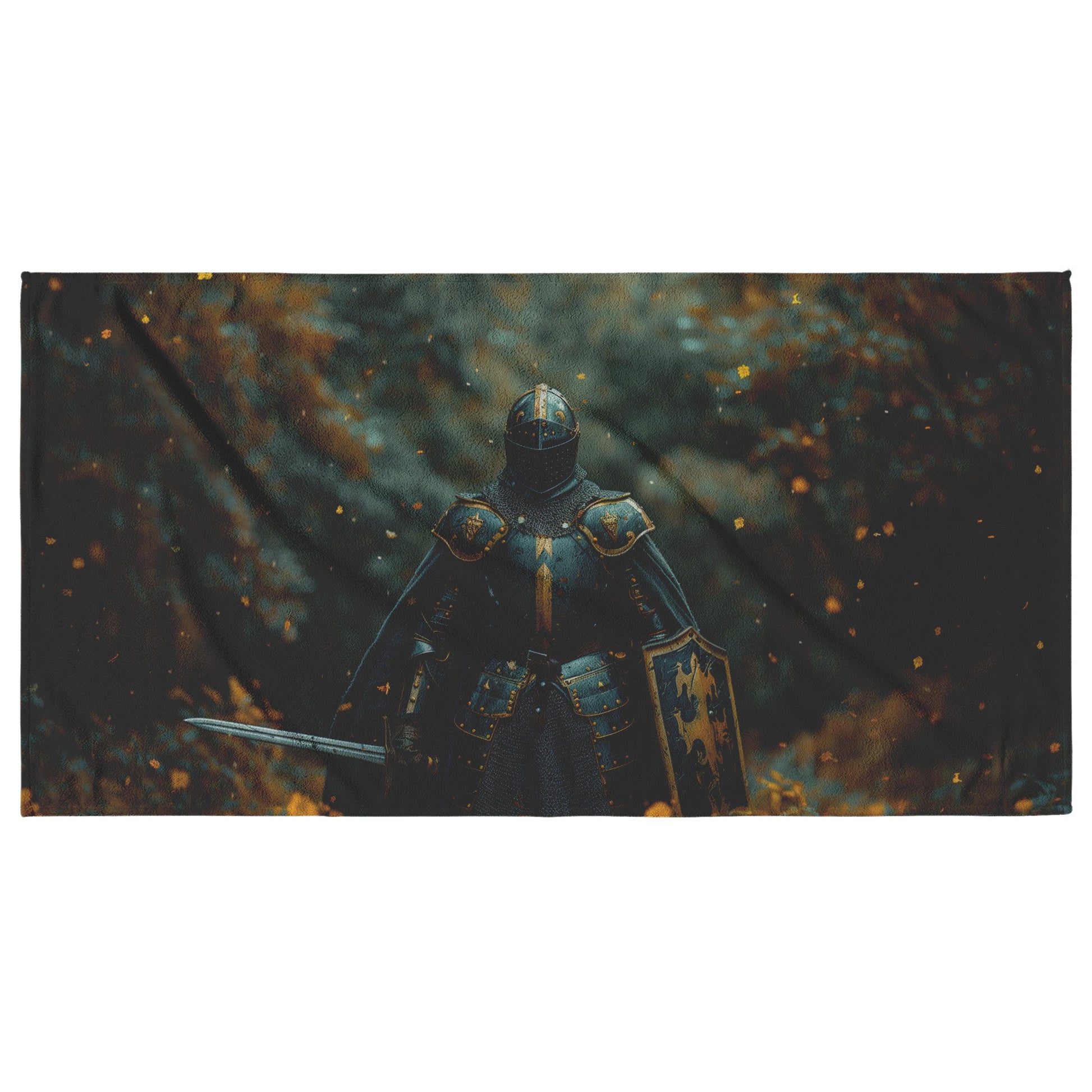Valiant Knight Beach Towel Bold Artistic Warrior Design Perfect for Beach Pool or Decorative Statement Piece - Awakening Righteousness