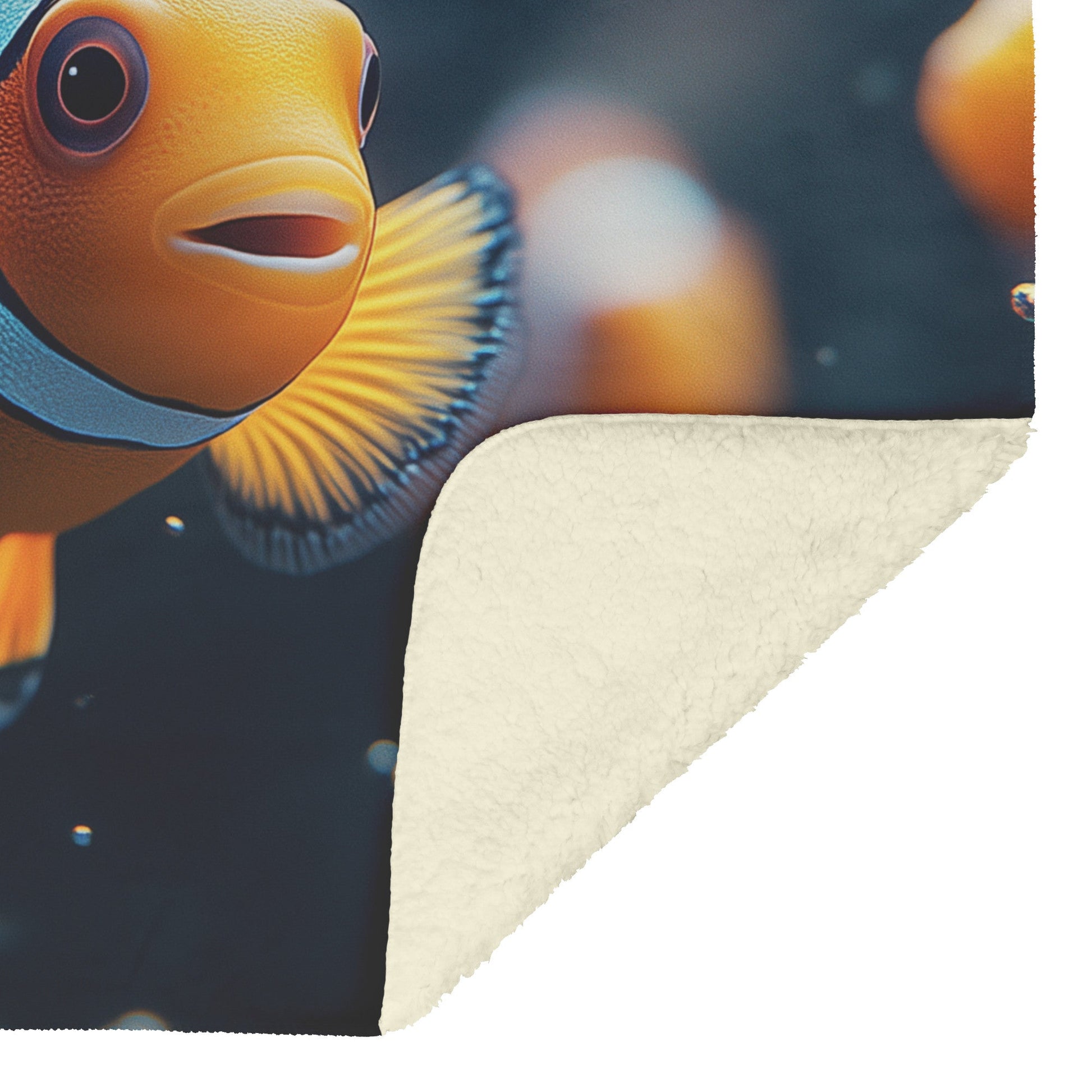 Vibrant Clownfish Swimming in Ocean Cozy Sherpa Fleece Blanket - Awakening Righteousness