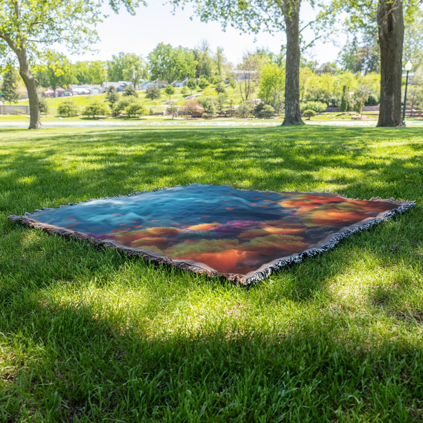 Vibrant Coral Reef Woven Throw Blanket Ocean Inspired Tropical Underwater Scene Cozy Home Decor or Gift - Awakening Righteousness