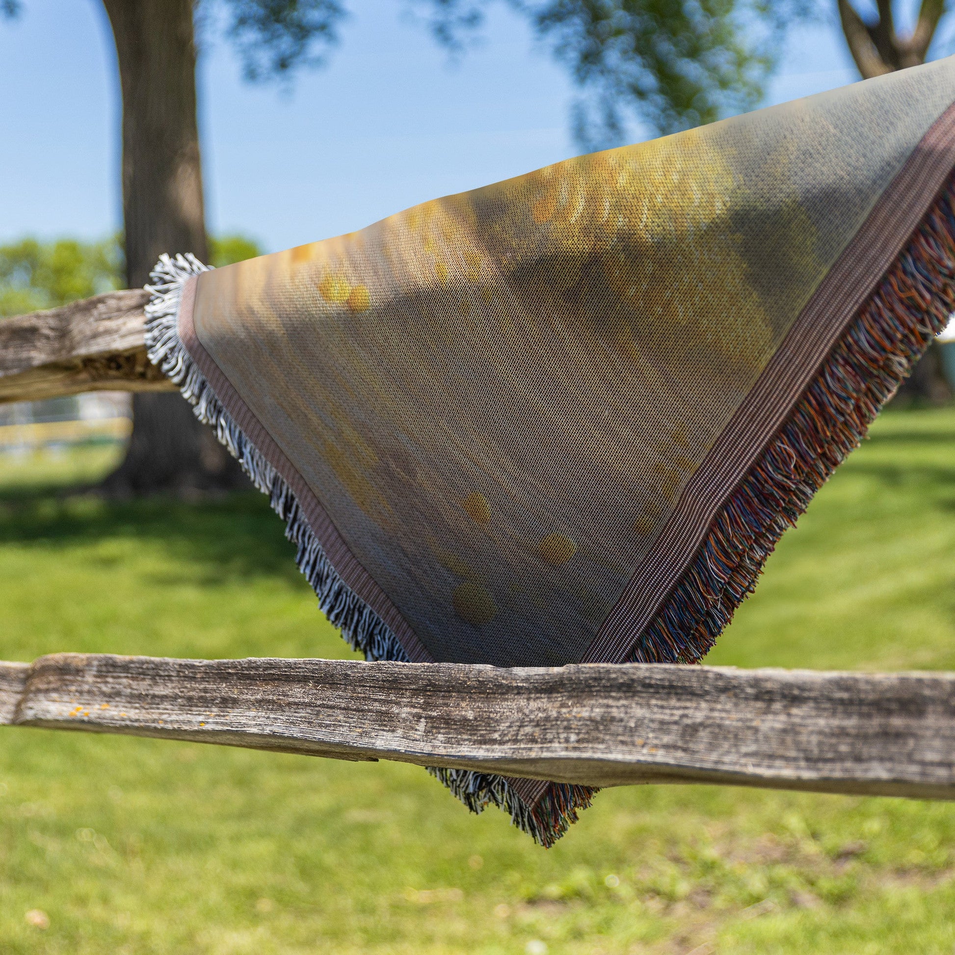 Vibrant Lemon Orchard with Ripe Fruit and Scenic Mountain View Woven Throw Blanket for Home Decor - Awakening Righteousness
