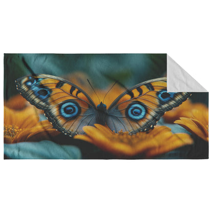 Vivid Blue and Orange Butterfly Soft Plush Beach Towel Nature Inspired Absorbent Design for Pool Beach or Travel - Awakening Righteousness