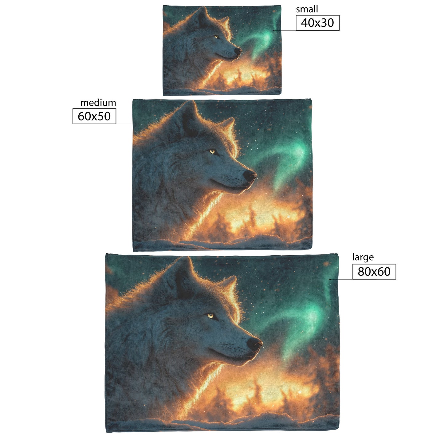 White Wolf Standing in Snowy Forest Under Faint Glowing Northern Lights Cozy Sherpa Blanket - Awakening Righteousness