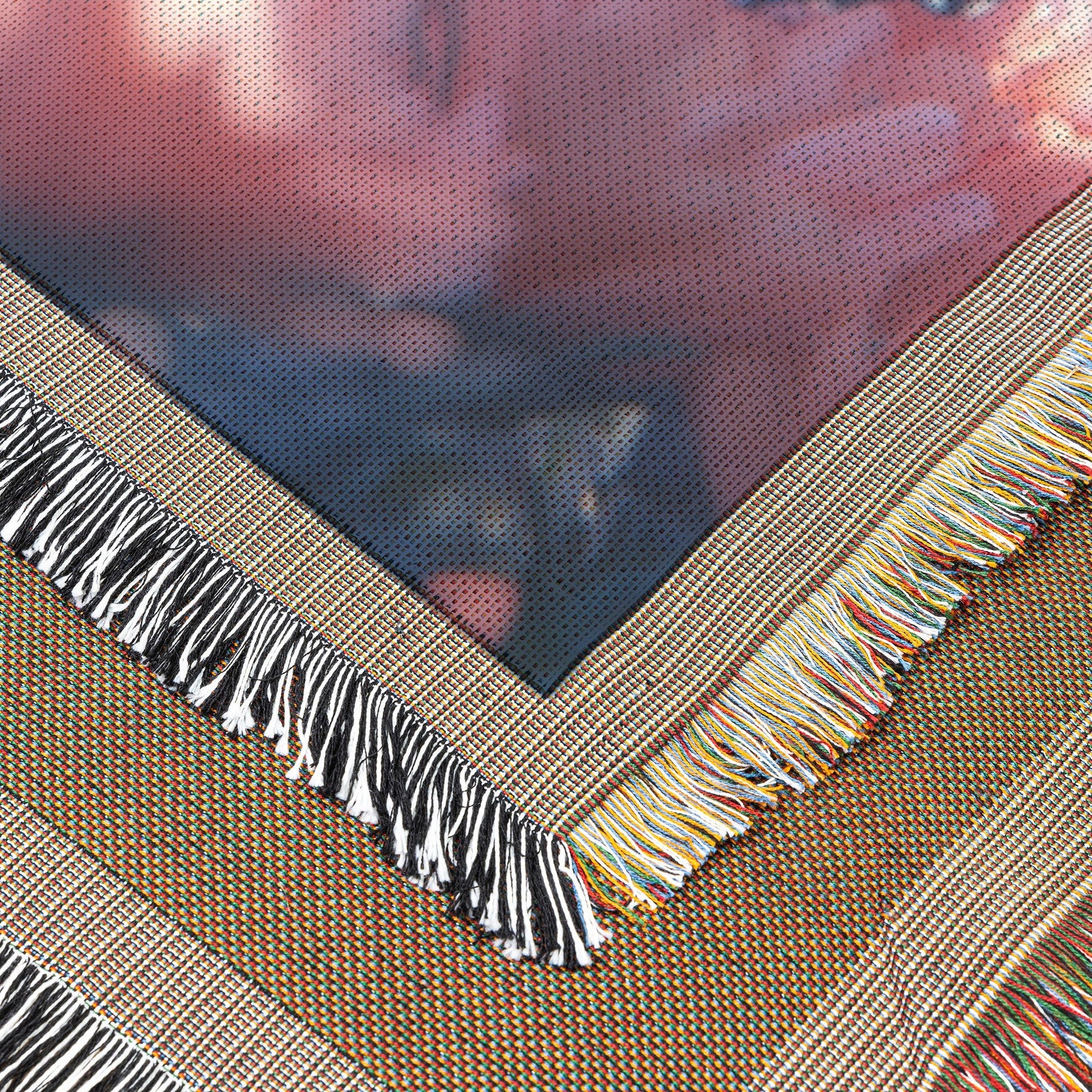 Woven Throw Blanket with Monarch Butterflies Resting on Vibrant Pink Flowers - Awakening Righteousness