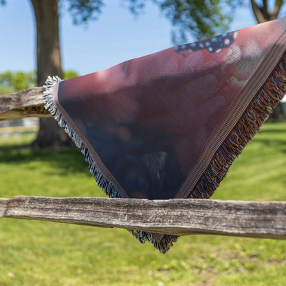 Woven Throw Blanket with Monarch Butterflies Resting on Vibrant Pink Flowers - Awakening Righteousness
