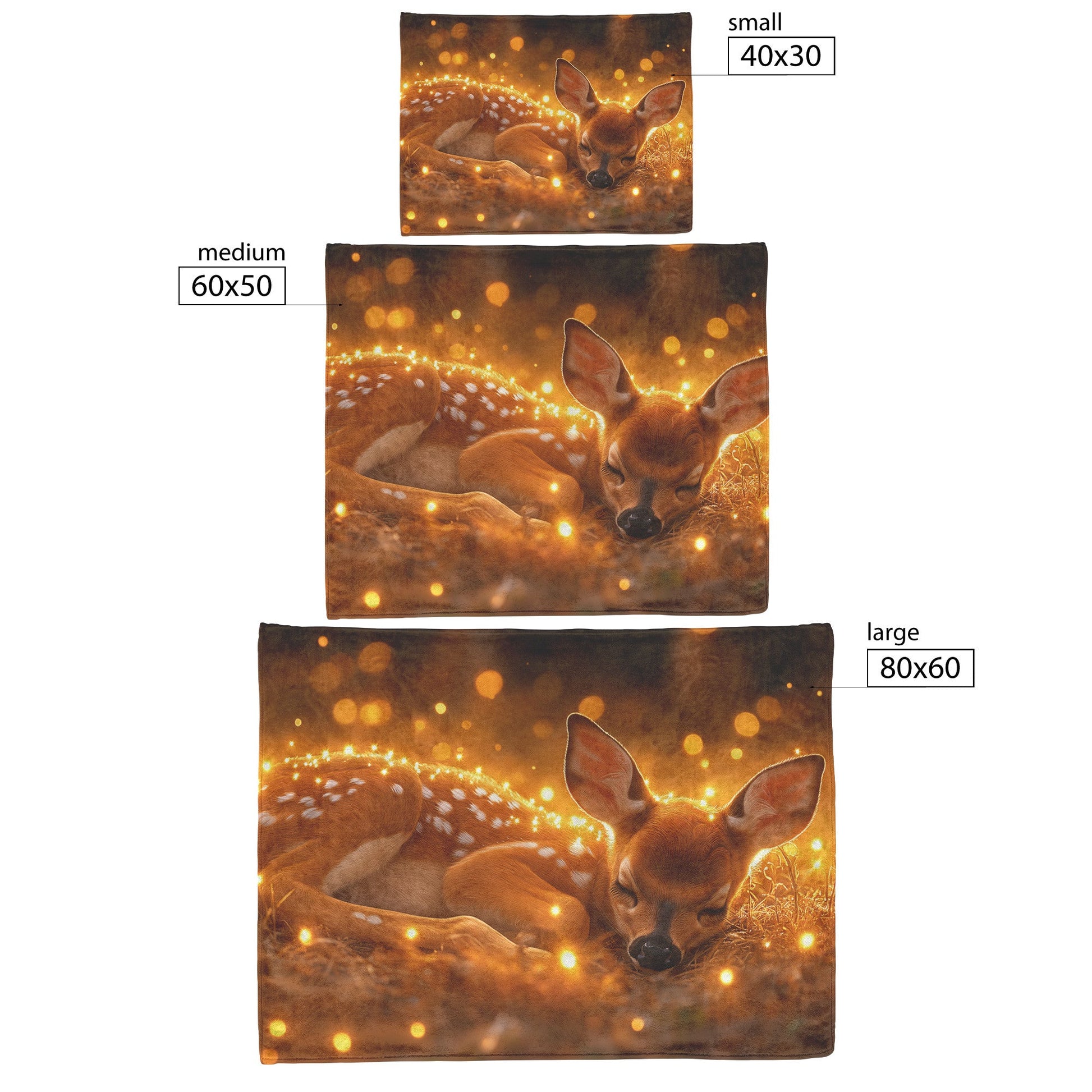 Young Fawn Resting in Golden Meadow with Glowing Fireflies and Warm Sunset Hues Fleece Sherpa Blanket - Awakening Righteousness